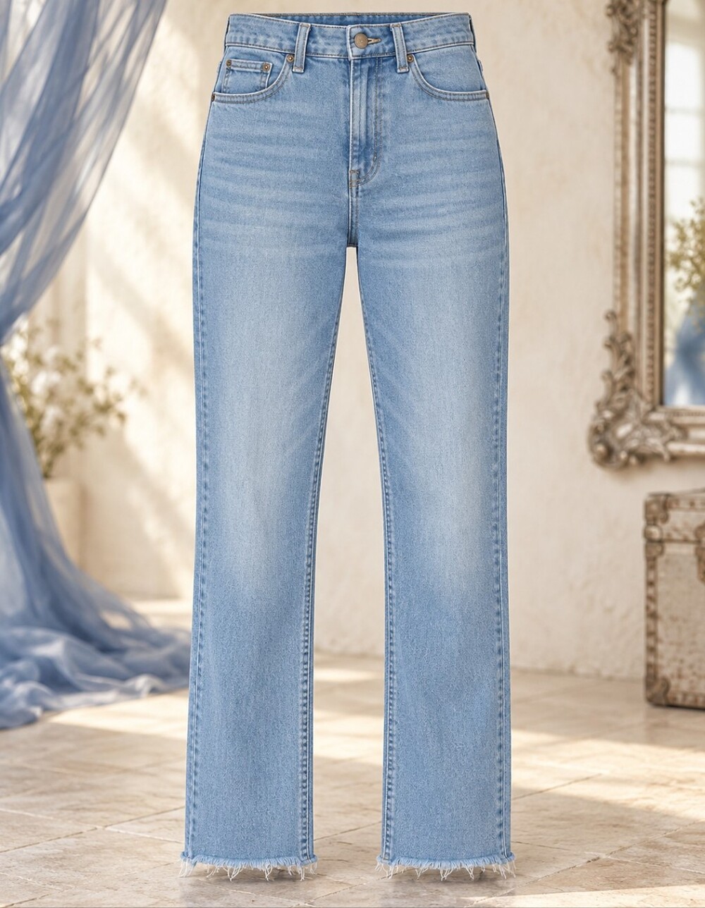 Banana Republic Mid-Rise Slim Light Wash Raw Hem Jeans Size 31/12